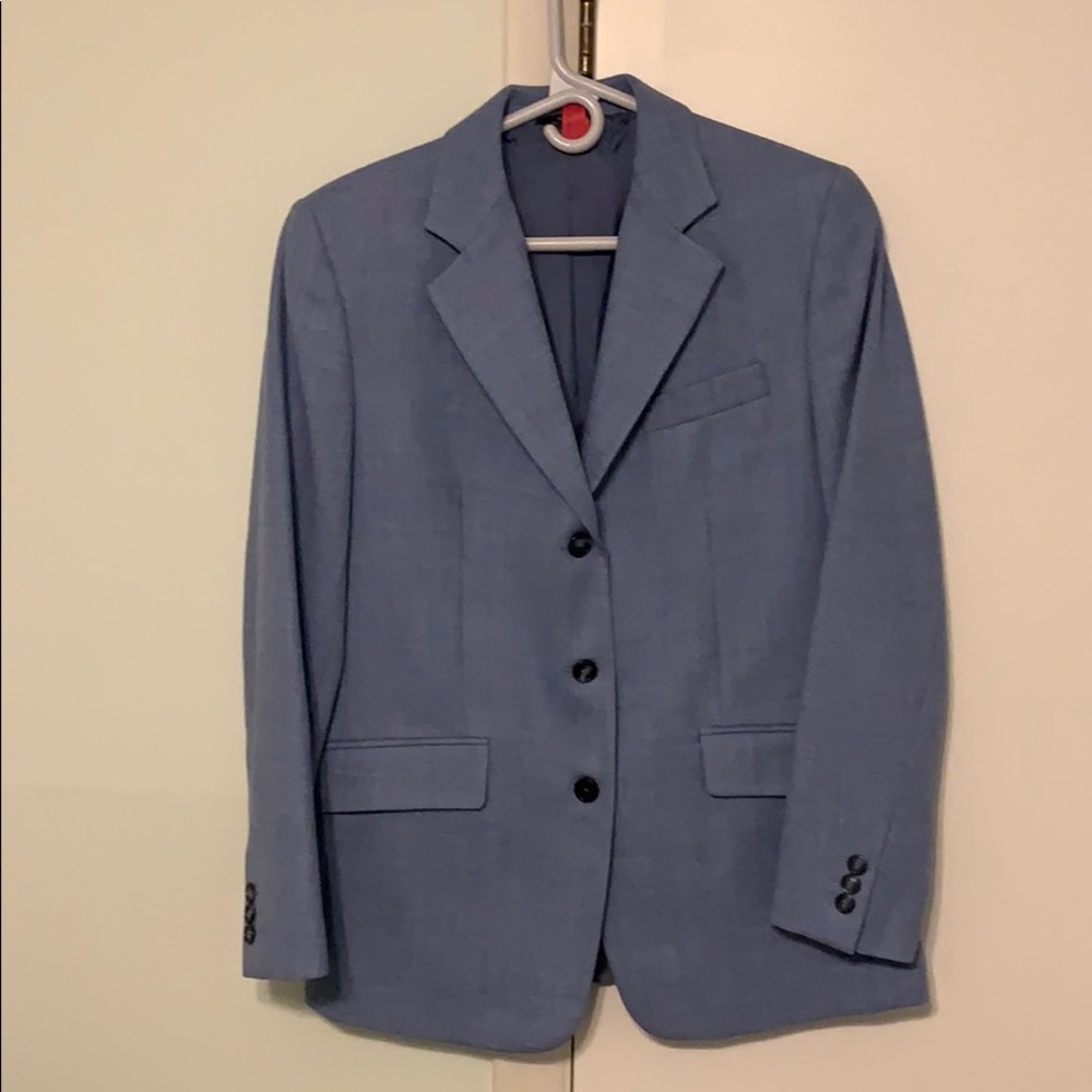 David Saddler light blue wool 3 button blazer